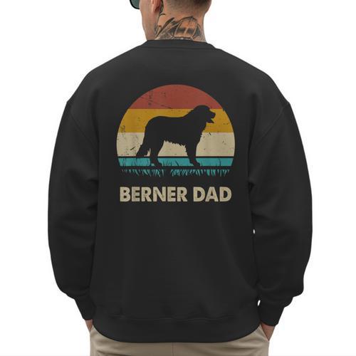 Berner Dad For Men Bernese Mountain Dog Vintage Dad Men's Sweatshirt Back Print - Father's Day Fun