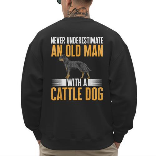 Blue Heeler Dad Australian Cattle Dog Men Men's Sweatshirt Back Print - Father's Day Fun