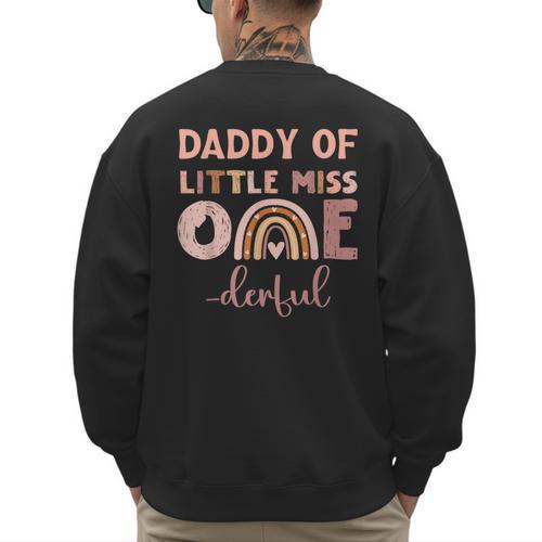 Boho Daddy Of Miss Onederful 1st Birthday Girl Cute Small Men's Sweatshirt Back Print - Father's Day Fun