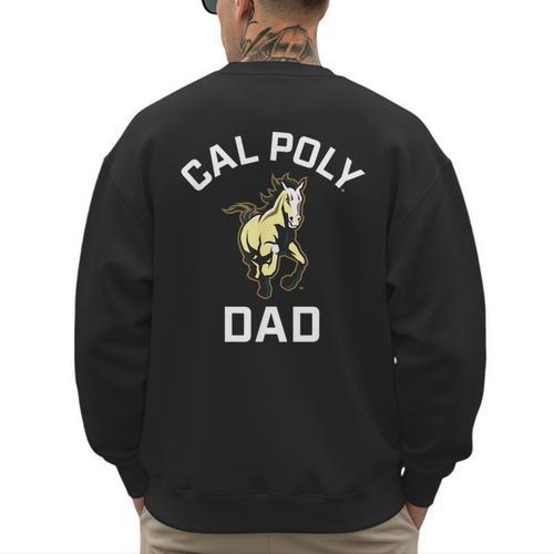 Cal Poly Mustangs Arched Dad Men's Sweatshirt Back Print - Father's Day Fun