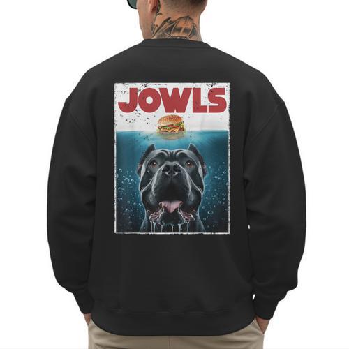 Cane Corso Jowls Top Drool Burger Dog Mom Dog Dad Men's Sweatshirt Back Print - Father's Day Fun