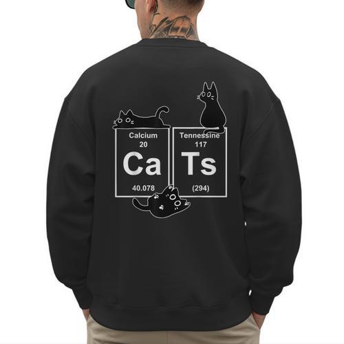 Cat Chemistry Periodic Table Cat Dad Cat Mom Men's Sweatshirt Back Print - Father's Day Fun