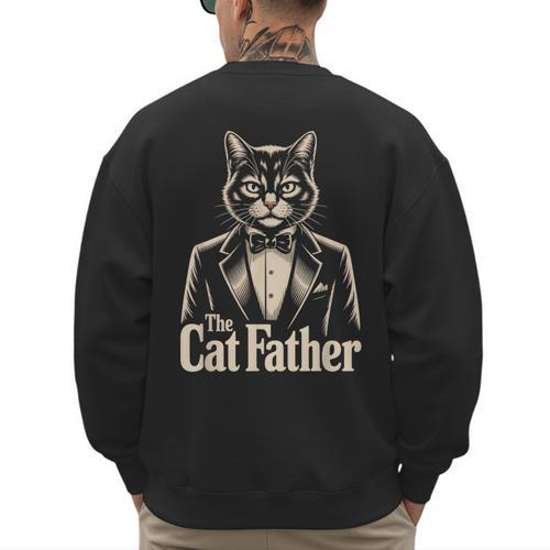 Cat Lover The CatFather Cat Dad Men's Sweatshirt Back Print - Father's Day Fun