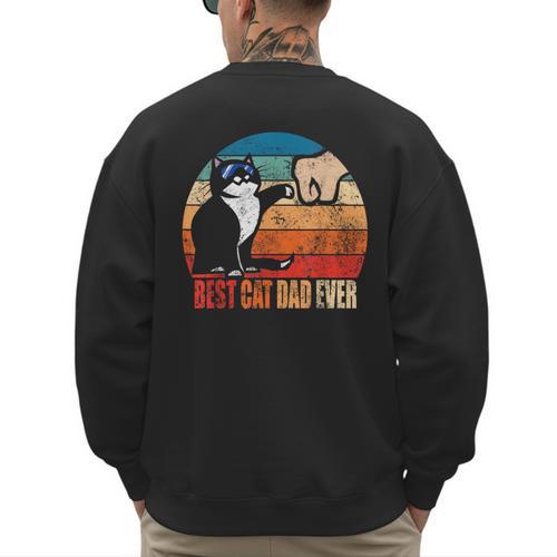 Cat Loving Daddy Fathers Day Mens None Best Cat Dad Ever Paw Fist Bump Fathers Day Tee T Shirt Small US Men's Sweatshirt Back Print - Father's Day Fun