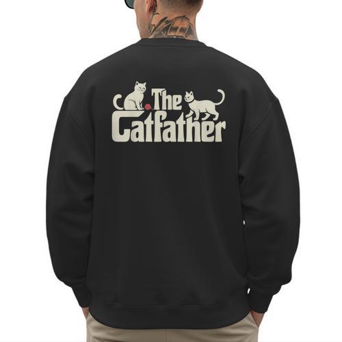 The Catfather Cat Dad Father's Day Cat Lover Men's Sweatshirt Back Print - Father's Day Fun
