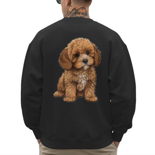 Cavapoo Breed Pet Lover Art Dog For Mom Dad Kids Men's Sweatshirt Back Print - Father's Day Fun