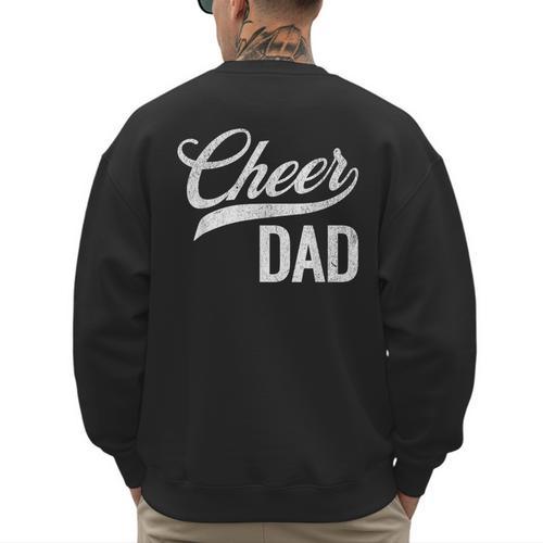 Cheer Dad Green Cheerleading Matching Parents Men's Sweatshirt Back Print - Father's Day Fun