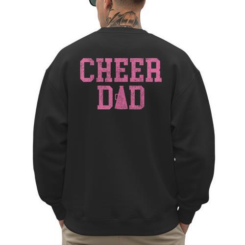 Cheer Dad Vintage Retro Cheerleading Pink Men's Sweatshirt Back Print - Father's Day Fun