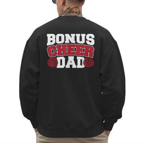 Cheer Stepdad Bonus Cheer Dad Red Men's Sweatshirt Back Print - Father's Day Fun