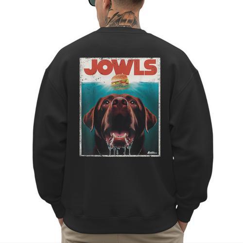 Chocolate Lab Jowls Labrador Retriever Dog Mom Dad Men's Sweatshirt Back Print - Father's Day Fun