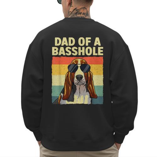Cool Basset Hound For Men Dad Dog Basset Hound Lovers Men's Sweatshirt Back Print - Father's Day Fun