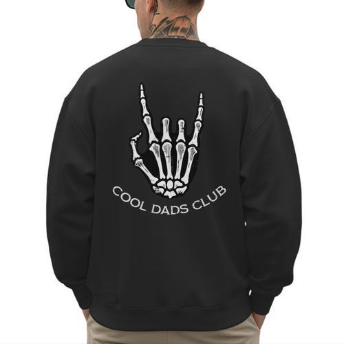 Cool Dads Club Skeleton Rock Pocket Fathers Day Rocker Hand Men's Sweatshirt Back Print - Father's Day Fun