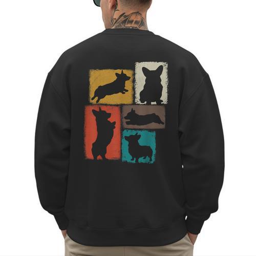 Corgi Dad Mom Vintage Collage Dog Owner Men's Sweatshirt Back Print - Father's Day Fun