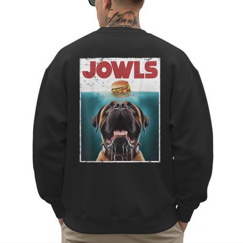 Cute English Mastiff Jowls Burger Bullmastiff Dog Mom Dad Men's Sweatshirt Back Print - Father's Day Fun