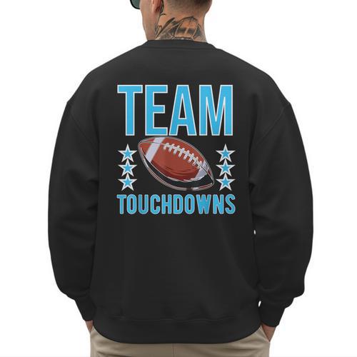 Cute Team Touchdowns Gender Reveal For Mom And Dad Men's Sweatshirt Back Print - Father's Day Fun