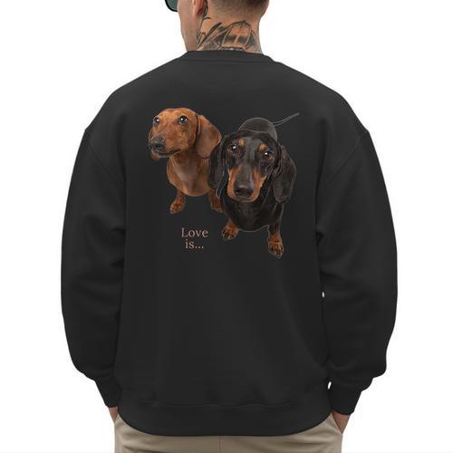 Dachshund Shirt Doxie Mom Dad Love Wiener Dog Puppy Cute Tee Men's Sweatshirt Back Print - Father's Day Fun