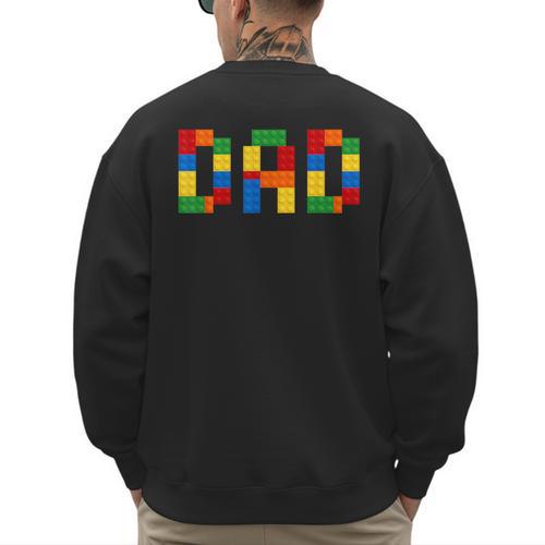 Dad Of The Birthday Boy Building Blocks Bricks Builder Men's Sweatshirt Back Print - Father's Day Fun