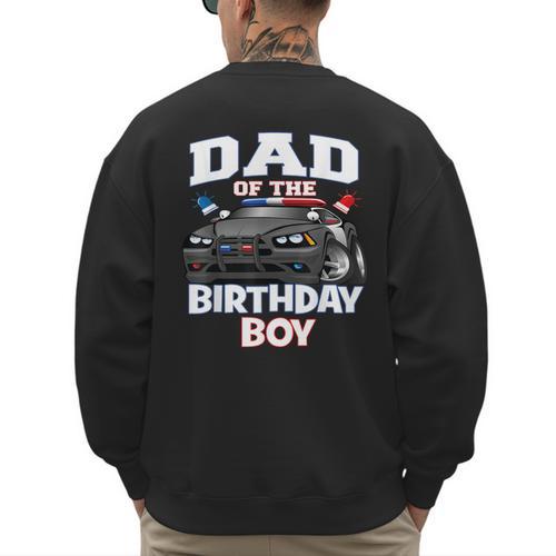 Dad Of The Birthday Boy Policeman Officer Party Men's Sweatshirt Back Print - Father's Day Fun