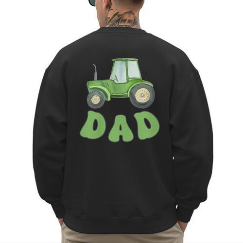 Dad Of The Birthday Boy Tractor Farm Trucks Family Party Men's Sweatshirt Back Print - Father's Day Fun