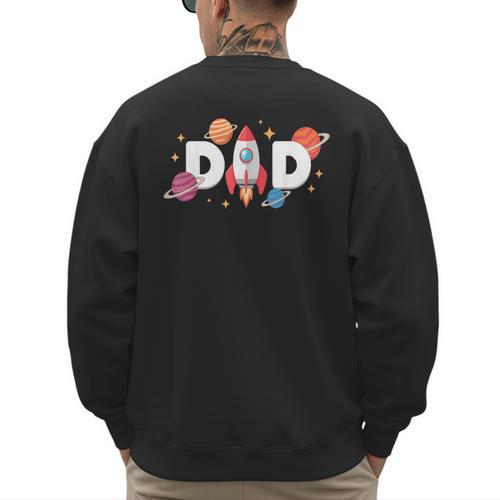 Dad Of The Birthday Boys Space Astronaut 1st Birthday Family Men's Sweatshirt Back Print - Father's Day Fun