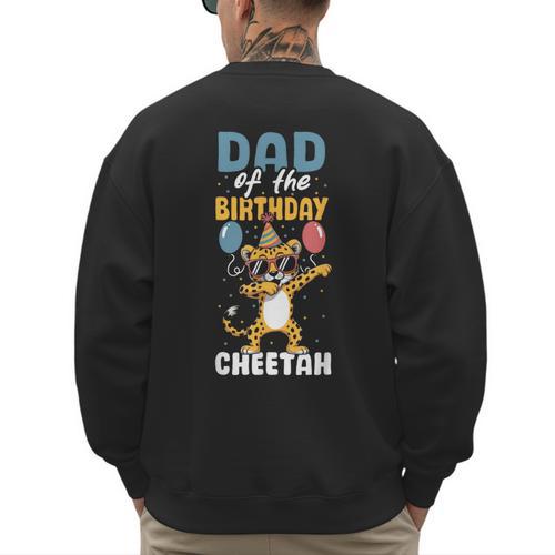 Dad Of The Birthday Girl Boy Cheetah Men's Sweatshirt Back Print - Father's Day Fun