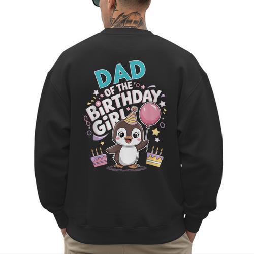 Dad Of The Birthday Girl Pesto Baby Penguin Party Men's Sweatshirt Back Print - Father's Day Fun