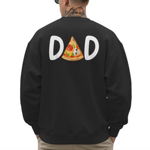 Dad Birthday Pizza 1st Birthday Pizza Family Matching Men's Sweatshirt Back Print - Father's Day Fun