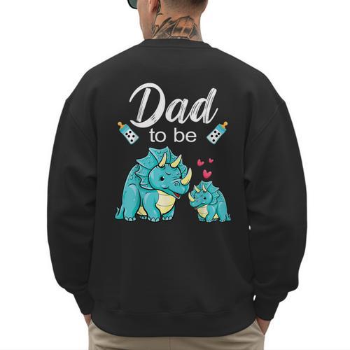 Dad To Be Dinosaur Baby Shower For Boy Men's Sweatshirt Back Print - Father's Day Fun