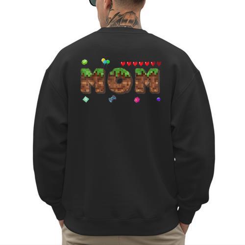 Dad And Mom Of The Birthday Boy Pixel Game Matching Family Men's Sweatshirt Back Print - Father's Day Fun
