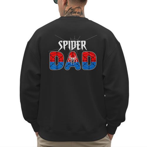Dad And Mom Spider Family Matching Birthday Halloween Men's Sweatshirt Back Print - Father's Day Fun