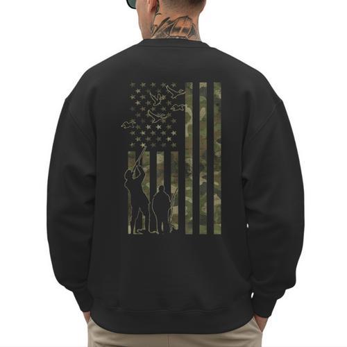 Dad And Son Duck Hunting Father And Son Matching Hunting Men's Sweatshirt Back Print - Father's Day Fun