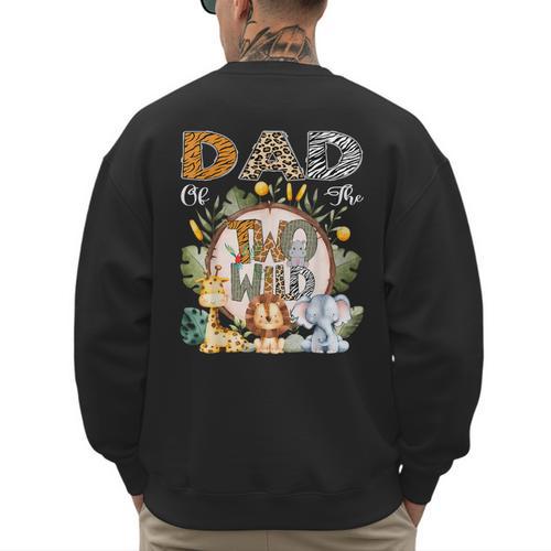Dad Of The Two Wild Animal Safari 2Nd Birthday Party Men's Sweatshirt Back Print - Father's Day Fun