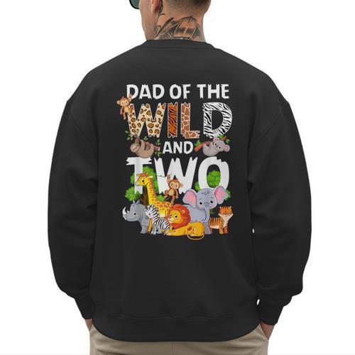 Dad Of The Wild Two Zoo 2nd Birthday Safari Jungle Animal Men's Sweatshirt Back Print - Father's Day Fun