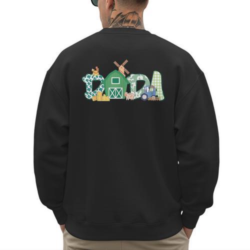 Dada Farm Animal Birthday Family Matching Party Dad Father Men's Sweatshirt Back Print - Father's Day Fun