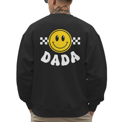 Dada One Happy Dude Birthday Theme 1st Family Matching Mom Men's Sweatshirt Back Print - Father's Day Fun