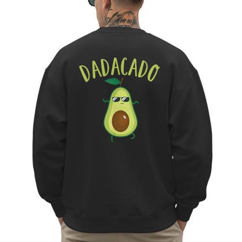 Dadacado Cute Daddy Avocado Pregnant Dad Father Day Men's Sweatshirt Back Print - Father's Day Fun
