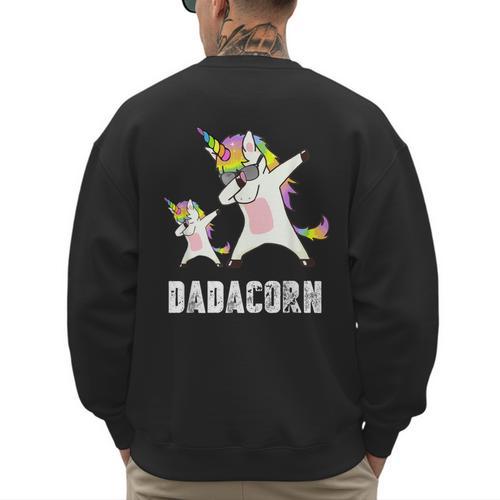Dadacorn Shirt Unicorn Dad And Baby Best Father Men's Sweatshirt Back Print - Father's Day Fun