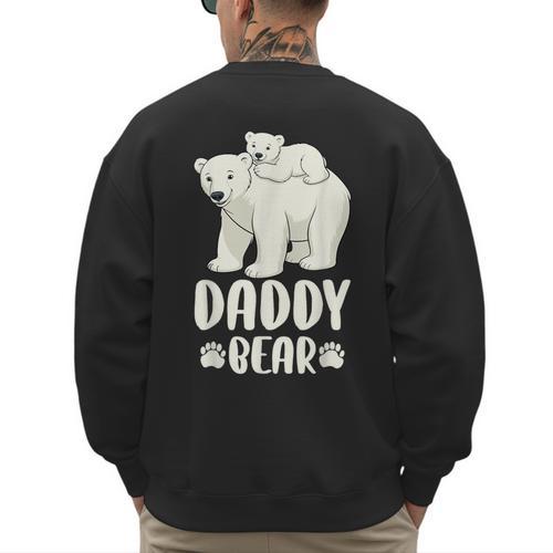 Daddy Bear And Cub Polar Bear Men's Sweatshirt Back Print - Father's Day Fun