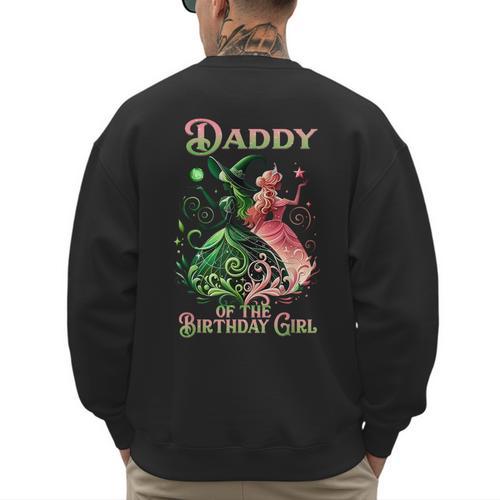 Daddy Of The Birthday Girl Pink And Green Family Matching Men's Sweatshirt Back Print - Father's Day Fun