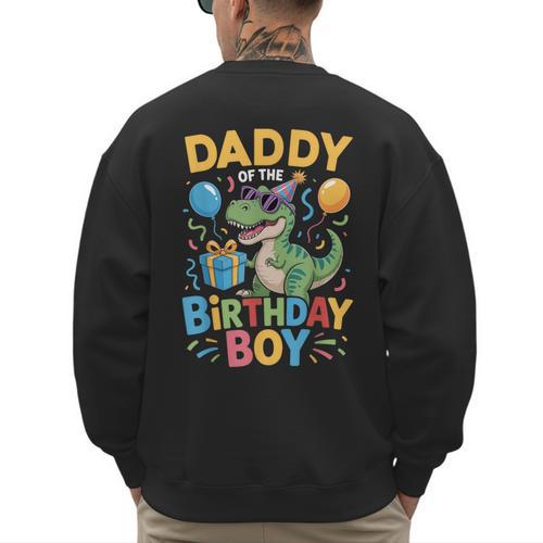 Daddy Of The Birthday Party Outfit Dinosaur Squad Dad Men's Sweatshirt Back Print - Father's Day Fun