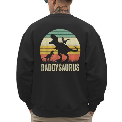 Daddy Dinosaur Daddysaurus 2 Kids For Dad Men's Sweatshirt Back Print - Father's Day Fun