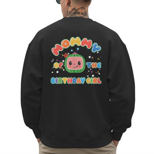 Daddy Mommy Of The Birthday Girl Melon Family Matching Men's Sweatshirt Back Print - Father's Day Fun