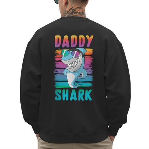 Daddy Shark Retro Vintage Dad Men's Sweatshirt Back Print - Father's Day Fun