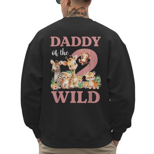 Daddy Of The Two Wild Zoo 2nd Birthday Safari Jungle Animal Men's Sweatshirt Back Print - Father's Day Fun