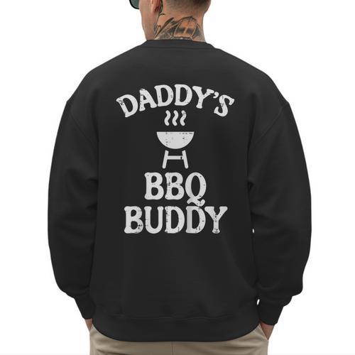 Daddys BBQ Buddy Cute Barbecue Family Match Boys Girls Kids Men's Sweatshirt Back Print - Father's Day Fun