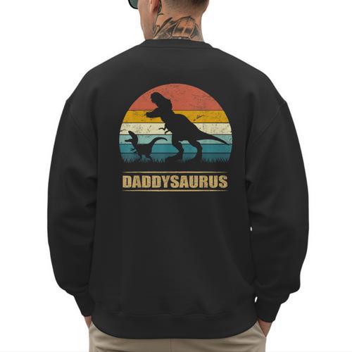 Daddysaurus Dad T Rex Dinosaur Men Men's Sweatshirt Back Print - Father's Day Fun