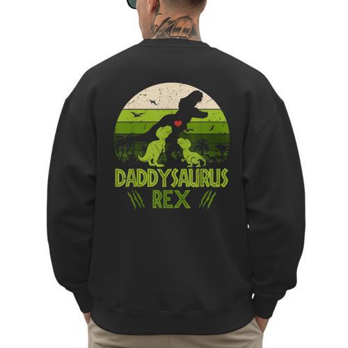 Daddysaurus Rex 2 Kids Sunset Tshirt For Fathers Day Men's Sweatshirt Back Print - Father's Day Fun