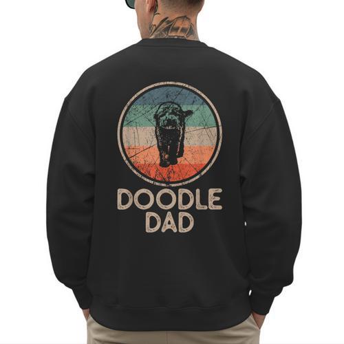 Doodle Dog Vintage Doodle Dad Small Men's Sweatshirt Back Print - Father's Day Fun