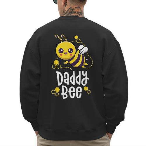 Family Bee Shirts Dad Daddy First Bee Day Outfit Birthday Men's Sweatshirt Back Print - Father's Day Fun