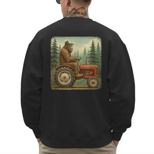 Farmer Men Tractor Rancher Farm Dad Distressed Men's Sweatshirt Back Print - Father's Day Fun